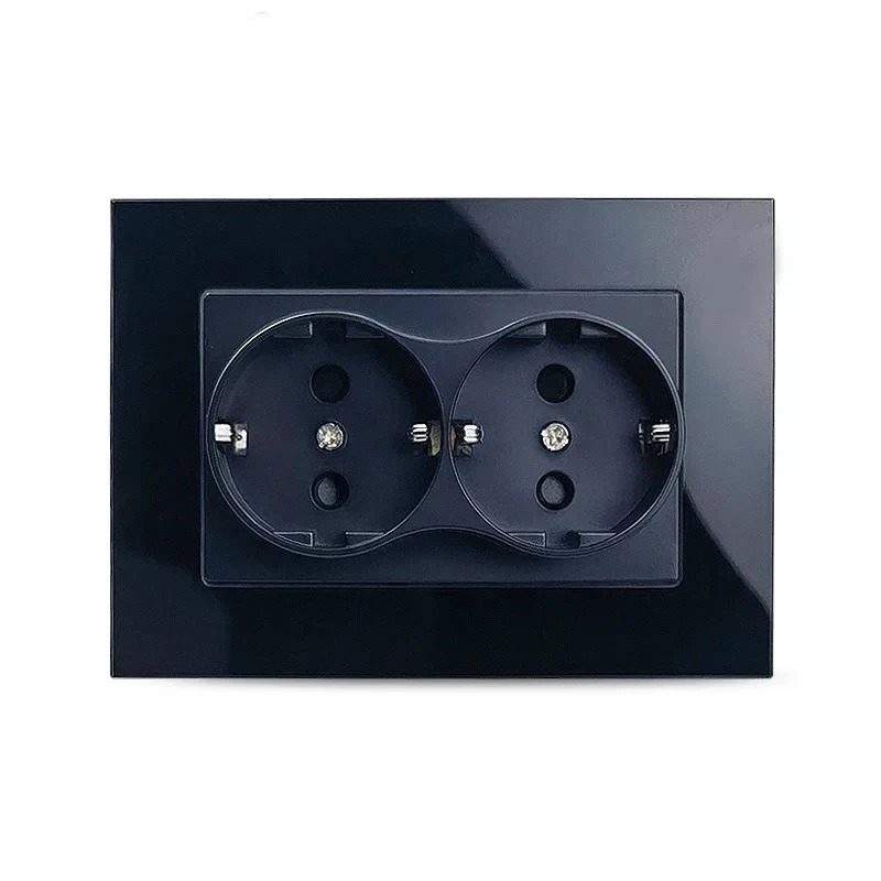 Home Improvement Outlet - フランス製 16A 220V ダブル電気壁コンセント ガラスクリスタルパネル 123*86mm