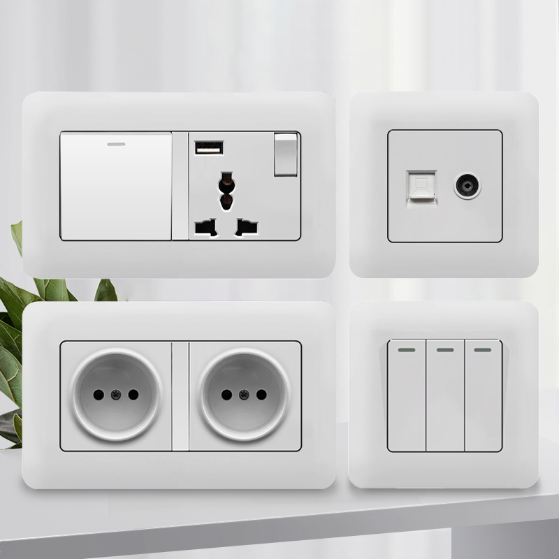Home Improvement Outlet - EU-ロシアの白い壁スイッチ,スイッチ,USBタイプc,住宅改修用コンセント