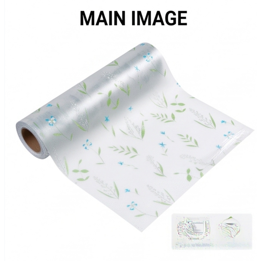 Window Insulation Film - 自己粘着性ブルーワイルドフラワーつや消し窓フィルム プライバシー保護 花柄ガラスステッカー 耐紫外線 防水装飾窓