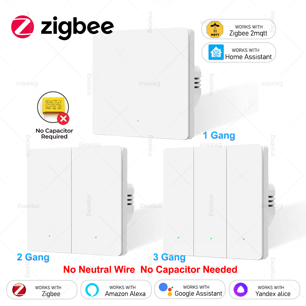 Home Improvement Outlet - ZigBeeスマートライトスイッチ、ニュートラル配線不要、コンデンサ不要、壁スイッチ、Home Assistant Zigbee Gateway 2mqtt対応