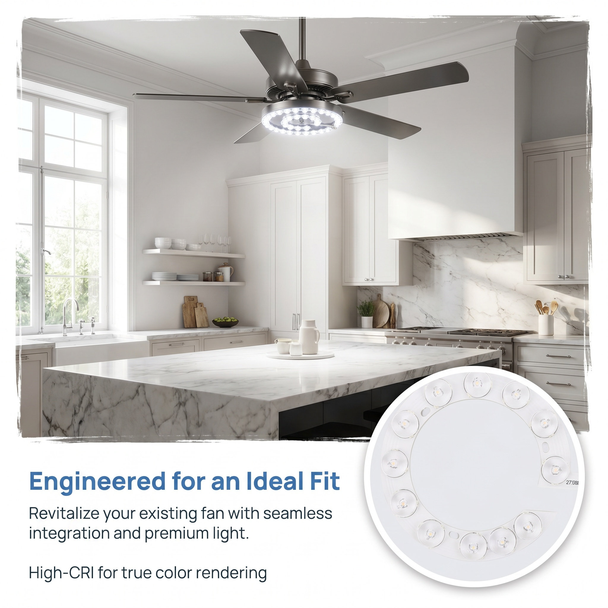 LEDシーリングファン用ライト改造パネル 54W マグネット - Ceiling Fan Mount のレビューと価格