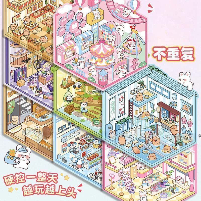 ミニチュア3DシーンステッカーDIYスタッキングハウスデコレ - Home Improvement Diy のレビューと価格