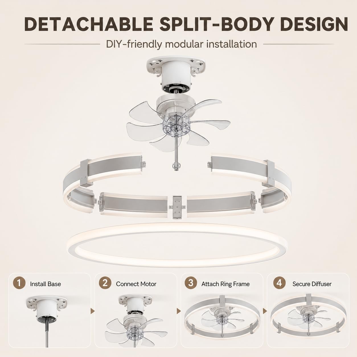 20インチ シーリングファン ライトとリモコン付き ブラック - Ceiling Fan Mount のレビューと価格