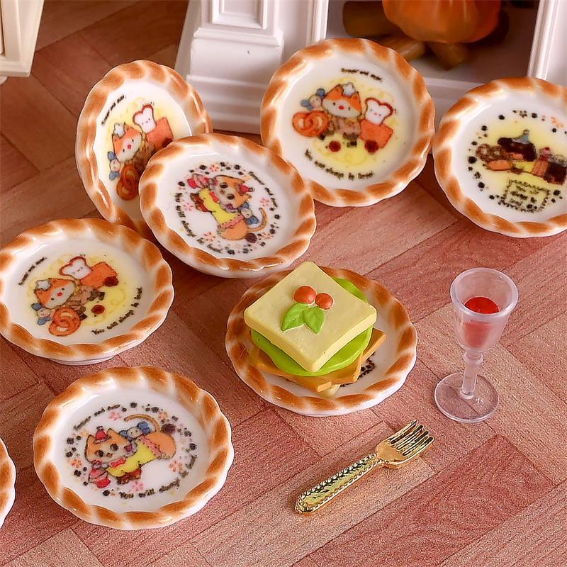 10 ピース/セットドールハウスミニチュア子犬犬プリントパン - Home Improvement Diy のレビューと価格