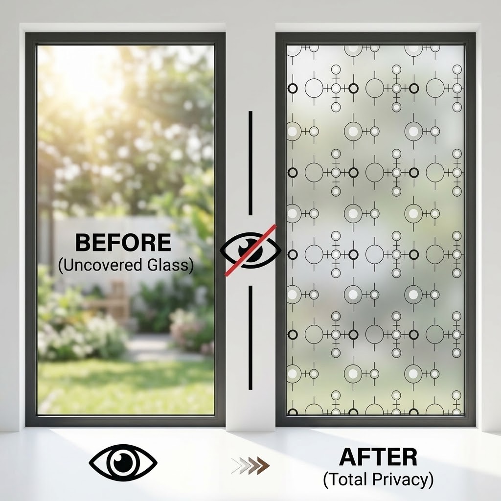 自己粘着性モダン幾何学円形フロストウィンドウフィルム抽象的な - Window Insulation Film のレビューと価格