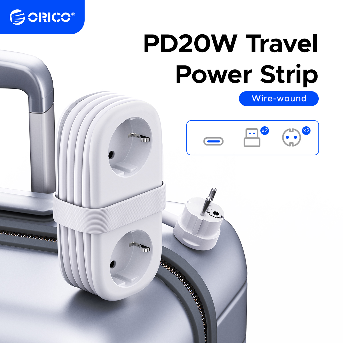 ORICO 20W EUプラグ電源タップ、ACコンセント2口 - Home Improvement Outlet のレビューと価格