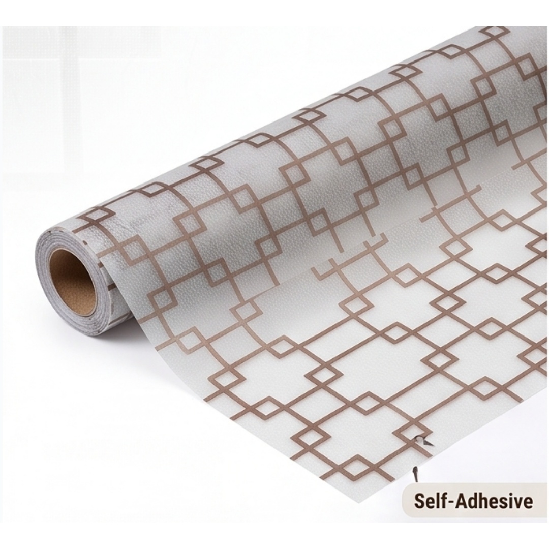 オリエンタル格子柄プリントフロストウィンドウフィルム自己粘着 - Window Insulation Film のレビューと価格