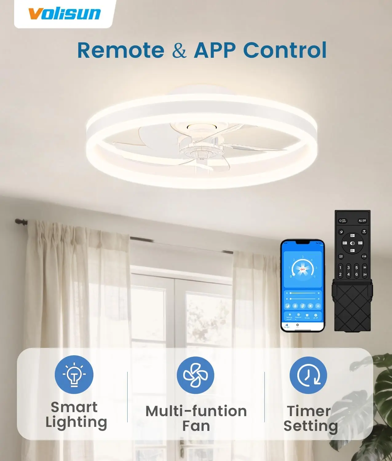 薄型シーリングファン（照明・リモコン付き）、20インチ埋め込 - Ceiling Fan Mount のレビューと価格
