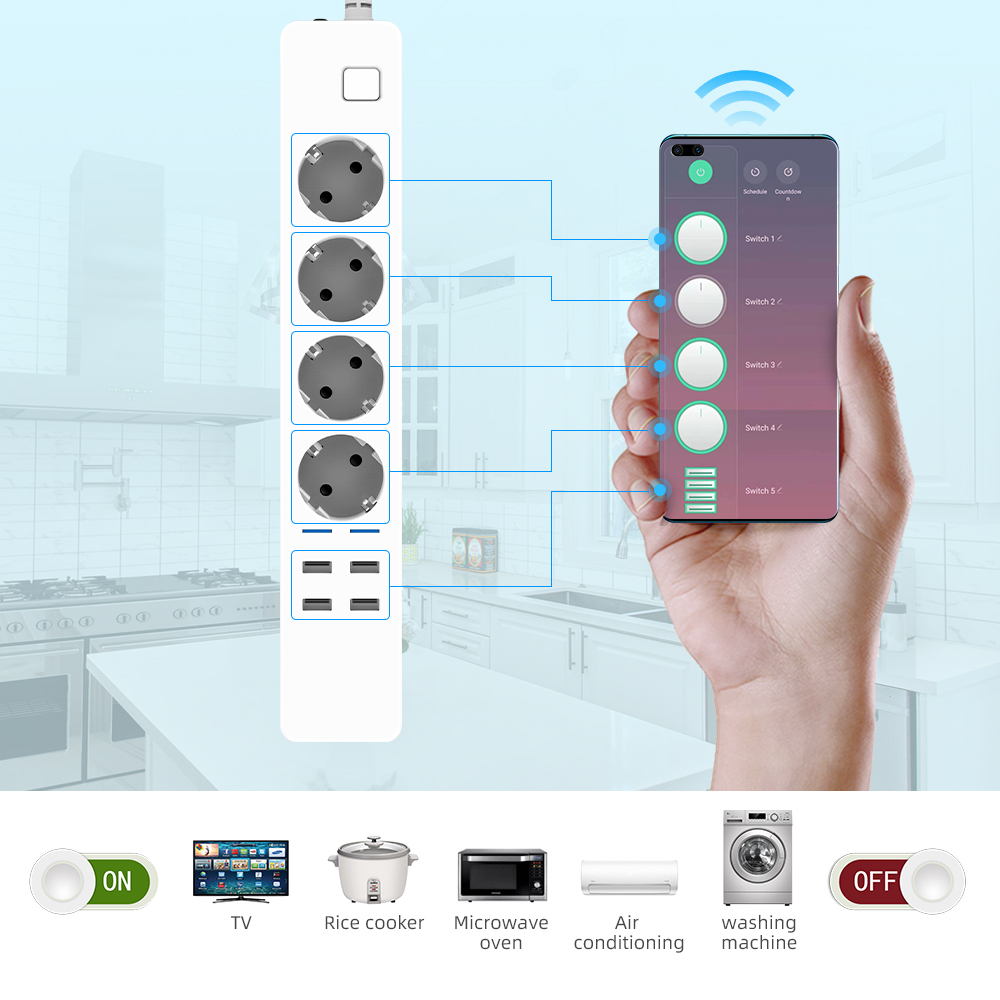 スマート電源タップ Wifi 4 EU コンセント プラグ  - Home Improvement Outlet のレビューと価格