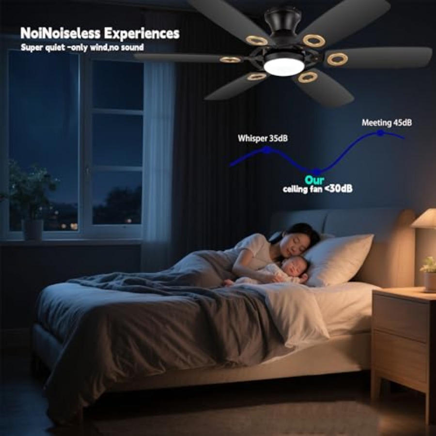 ライト付きシーリングファン、リモコン付きブラック薄型フラッシ - Ceiling Fan Mount のレビューと価格