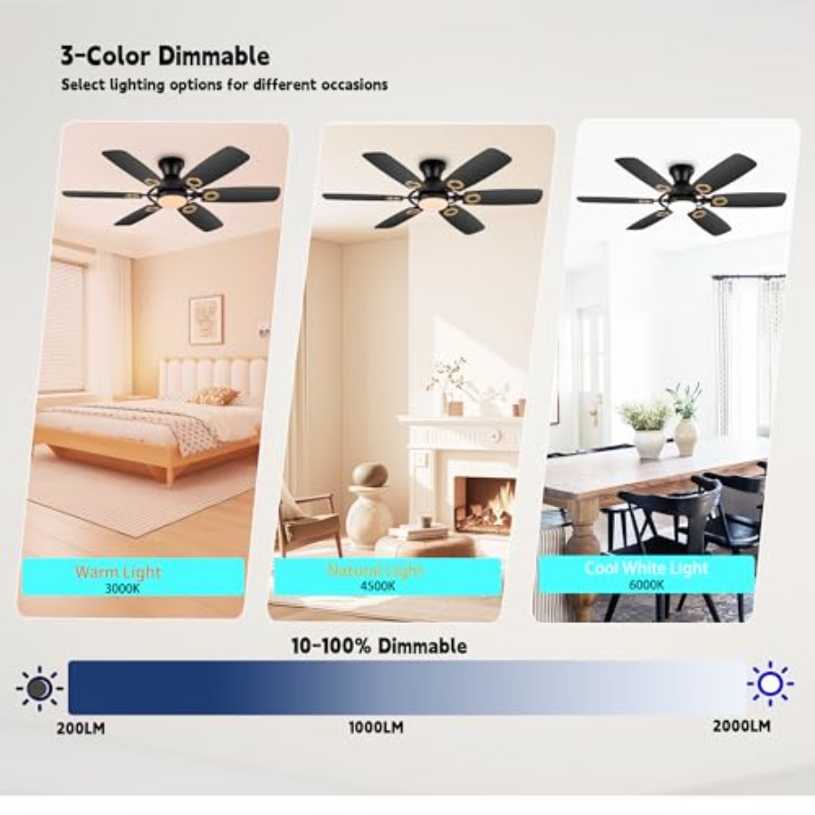 ライト付きシーリングファン、リモコン付きブラック薄型フラッシ - Ceiling Fan Mount のレビューと価格